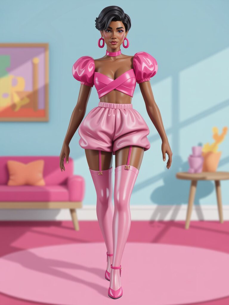 Bubble pop dress to impress outfit in pink with puffy sleeves