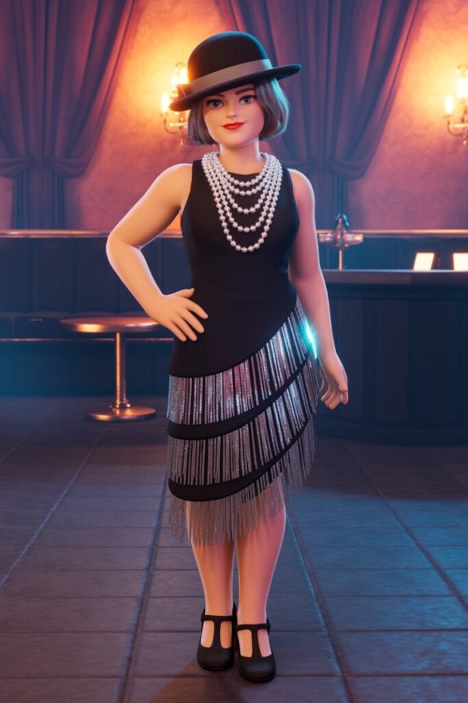 This outfit scored big by nailing 1920s accuracy + sultry posing