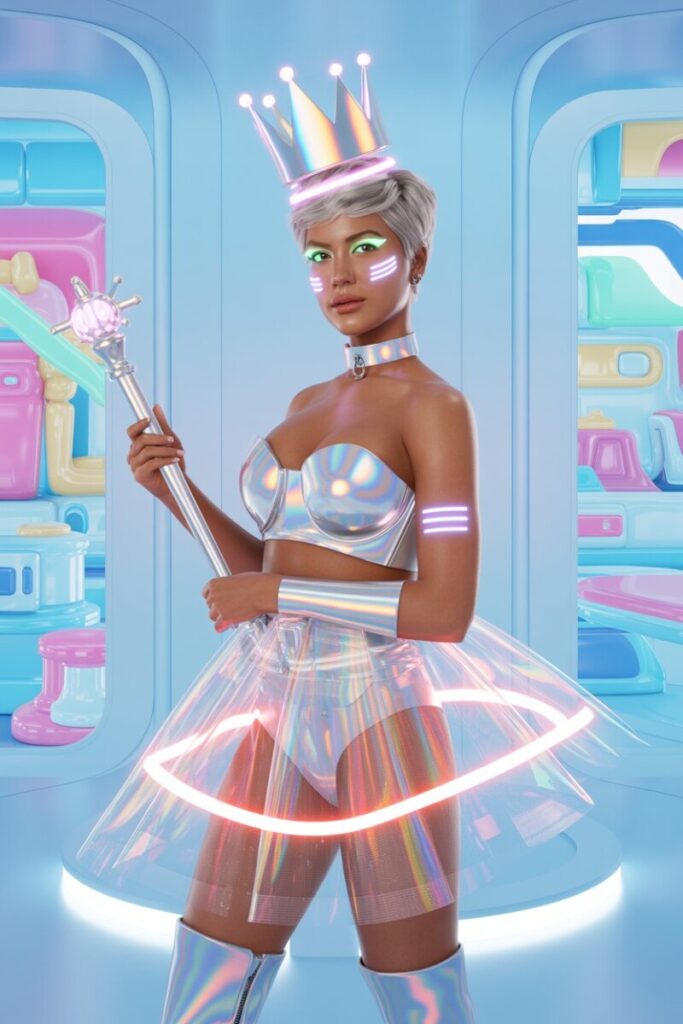 Digital Duchess (Glam & Futuristic)